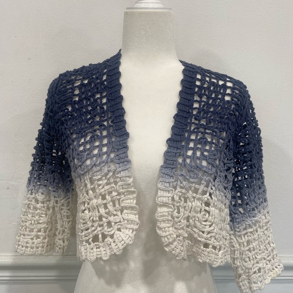 Chico's Blue and White Cardigan - Picture 1 of 9